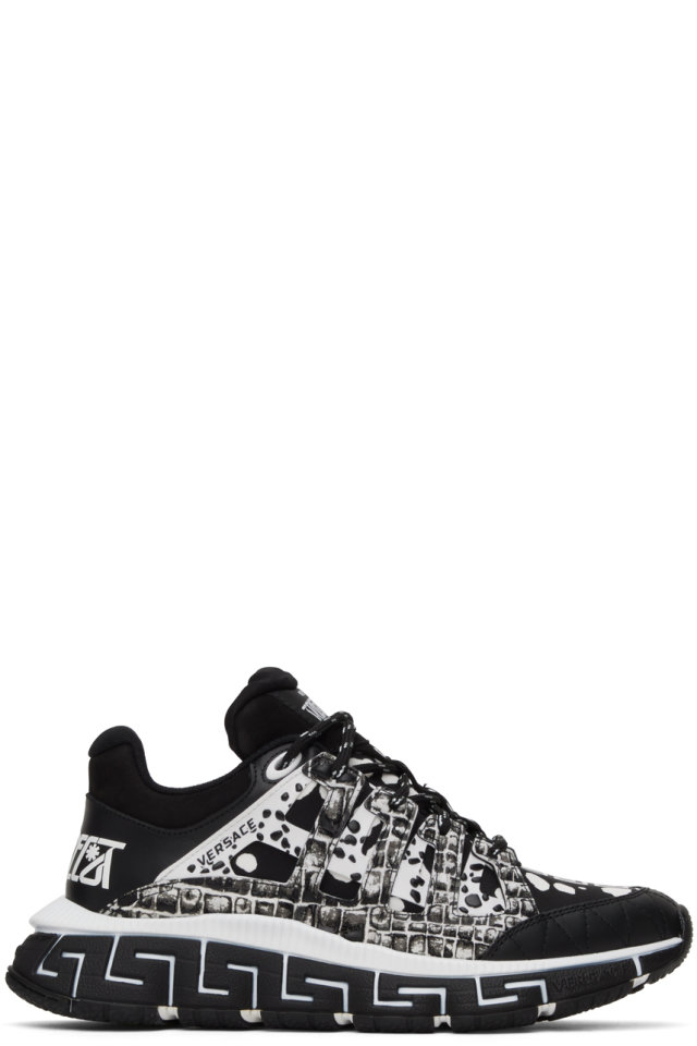 Versace — Black & White Trigreca Sneakers