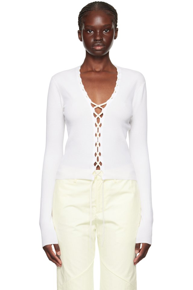 Dion Lee — Off-White Bichrome Cardigan
