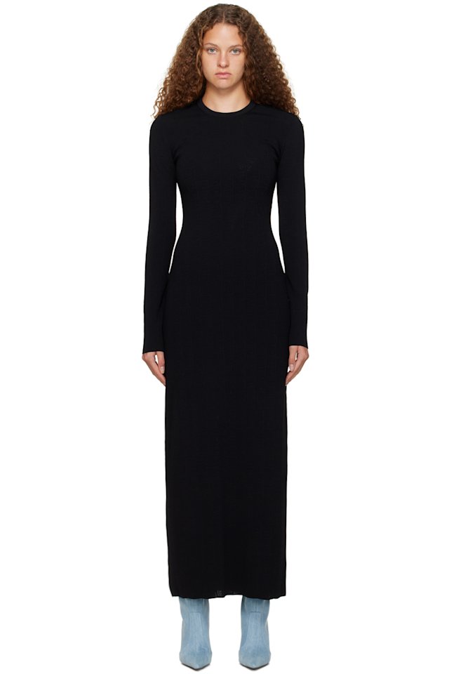 Rabanne — Black Jacquard Maxi Dress