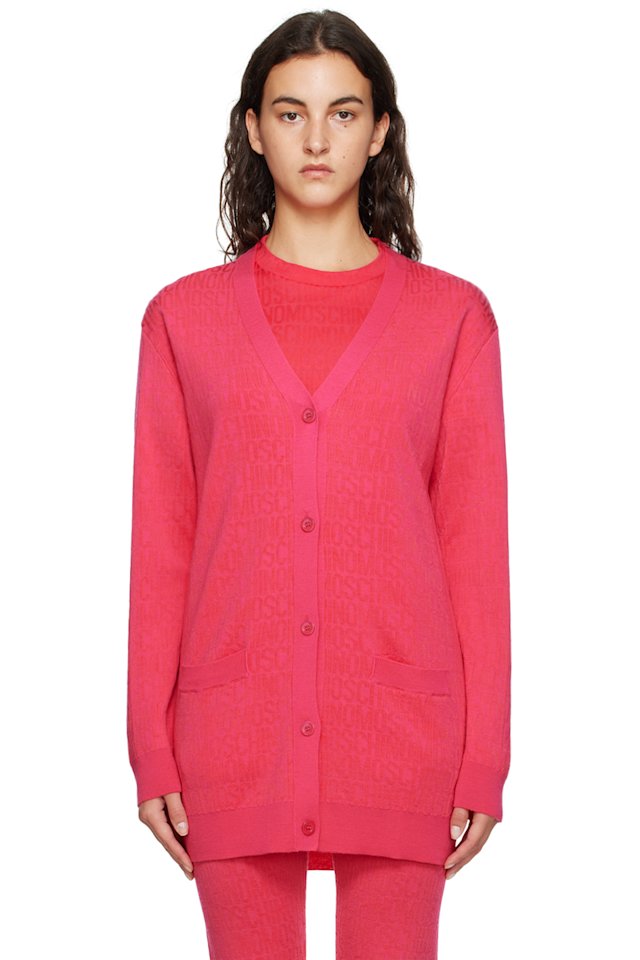 Moschino — Pink Y-Neck Cardigan