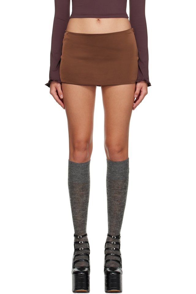 GUIZIO — Brown Zip Miniskirt