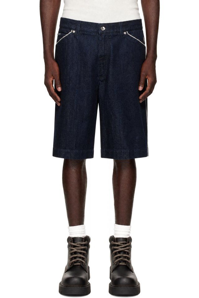 Dolce&Gabbana — Blue Logo Plaque Denim Shorts