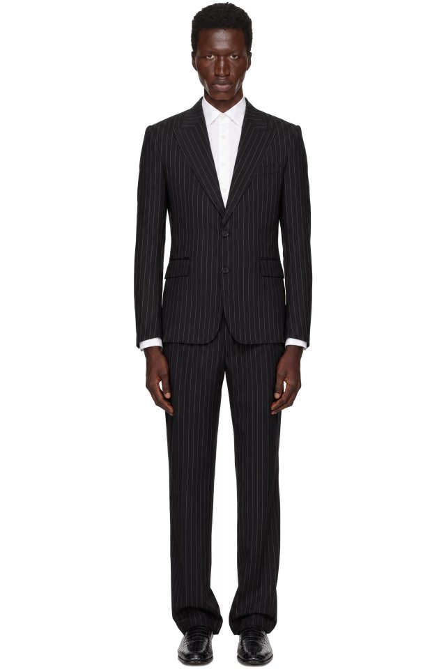 Dolce&Gabbana — Black Pinstripe Wool Suit