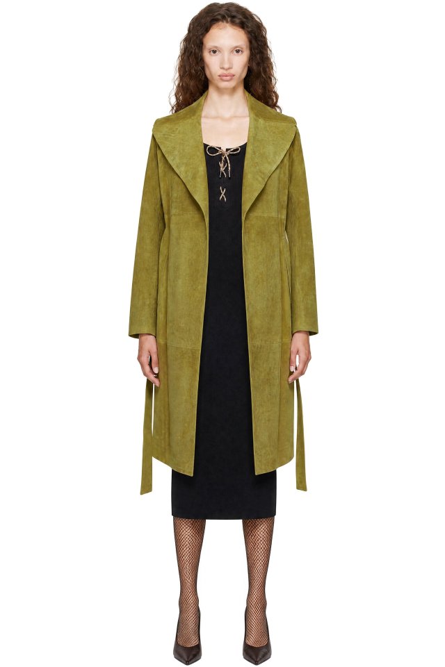 Burberry — Green Long Suede Coat