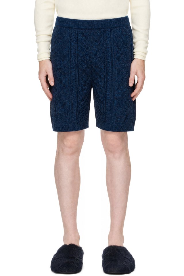 Marni — Navy Twisted Cotton Shorts