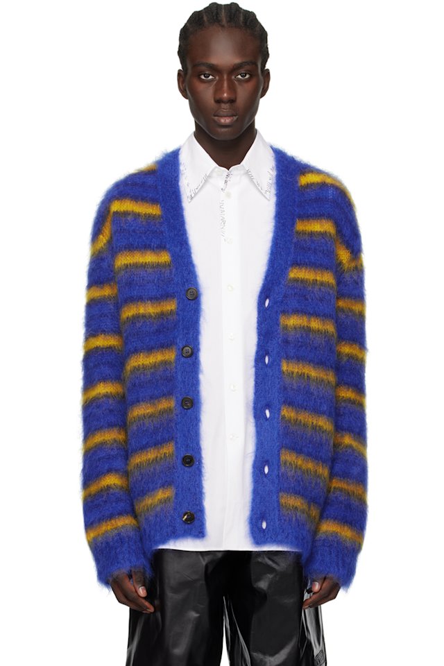 Marni — Blue Iconic Stripes Cardigan
