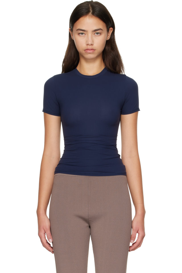 SKIMS — Navy Fits Everybody Logo Short Sleeve T-shirt