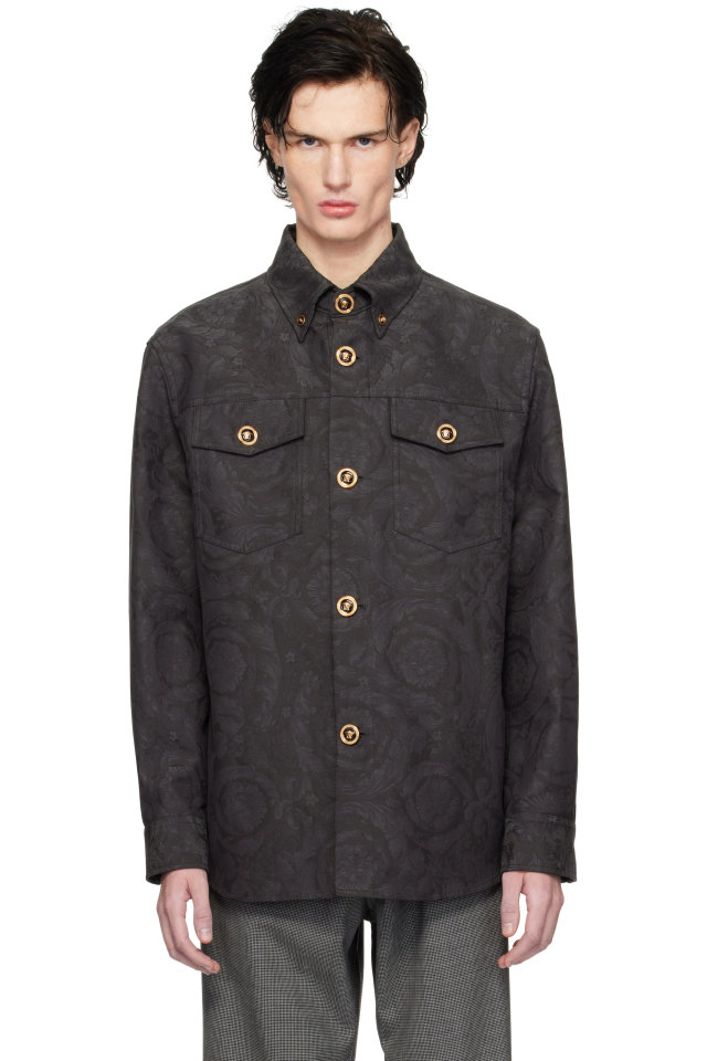 Versace — Gray Barocco Jacquard Overshirt