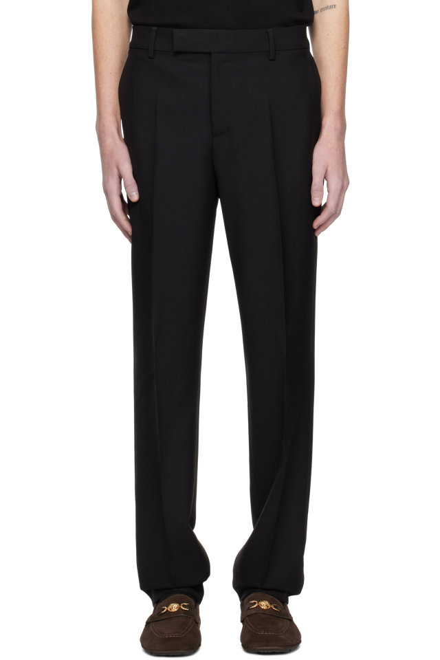 Versace — Black Mohair-Blend Formal Trousers
