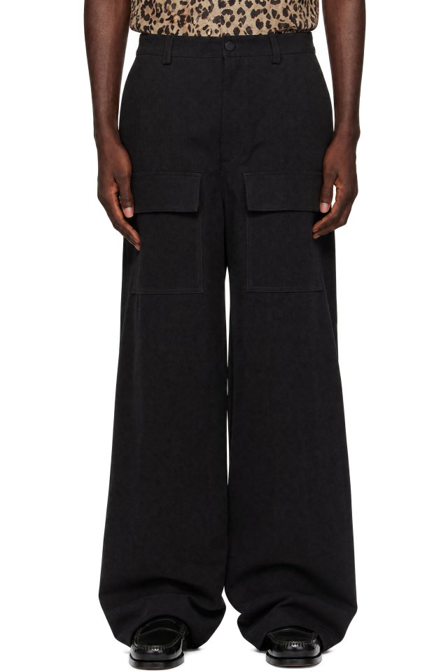 Valentino — Black Luxury Cotton Canvas Cargo Pants