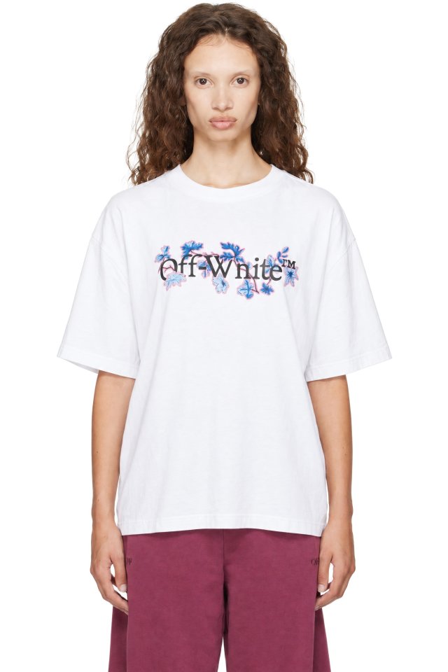 Off-White — White Bookish Flower Regular T-shirt