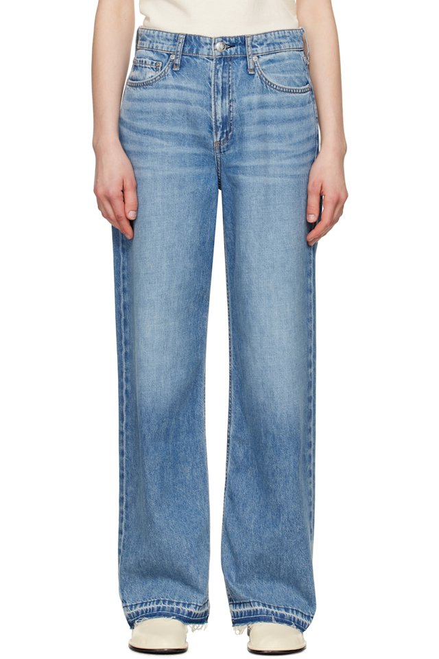 rag & bone — Blue Featherweight Logan Wide-Leg Jeans