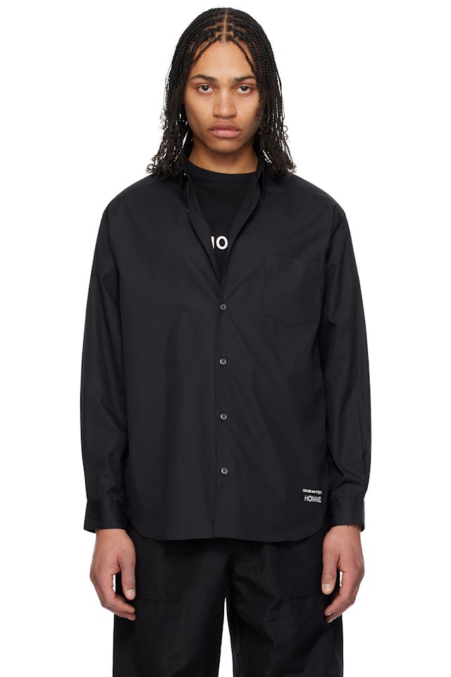 Comme des Garçons Homme — Black Cotton Broad Shirt