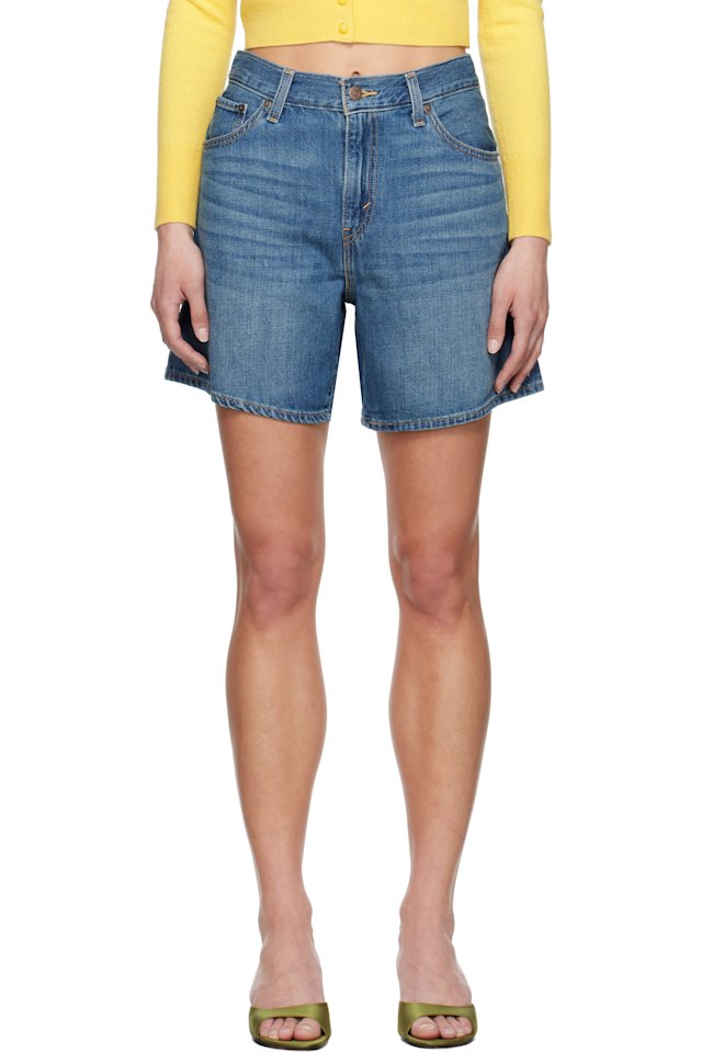 Levi's — Blue High Rise Baggy Linen+ Lightweight Denim Shorts