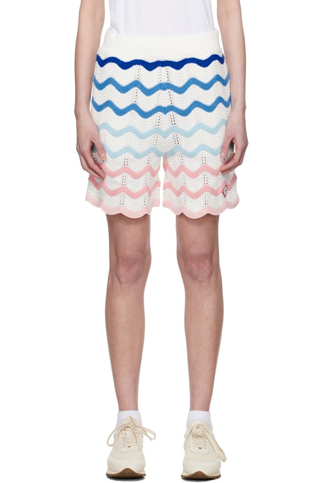 Casablanca — Multicolor Gradient Wave Crochet Shorts