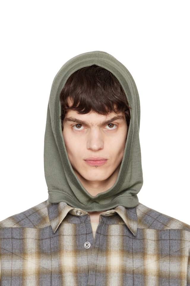 Rick Owens — Green Hollywood Cashmere Hood