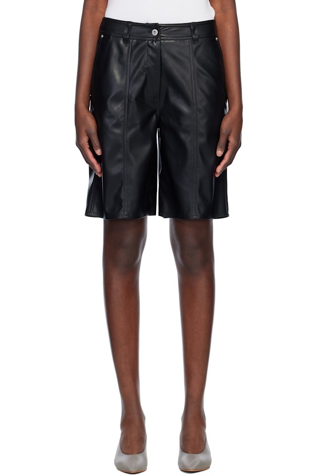 Stand Studio — Black Julieta Faux-Leather Shorts