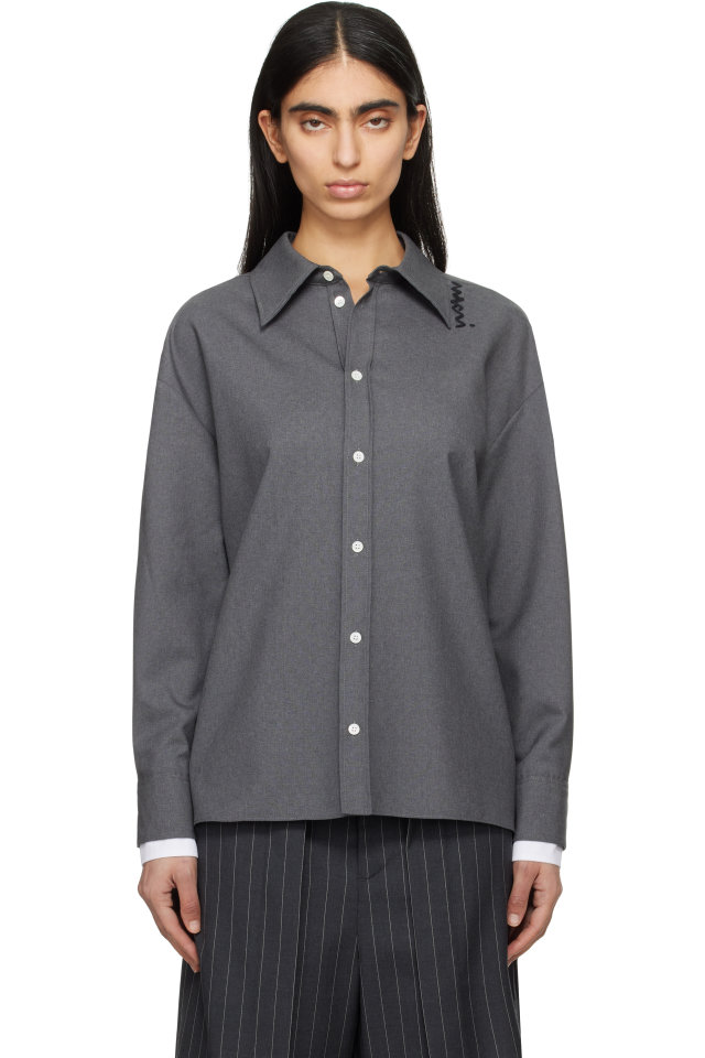 Marni — Gray Tropical Wool Shirt
