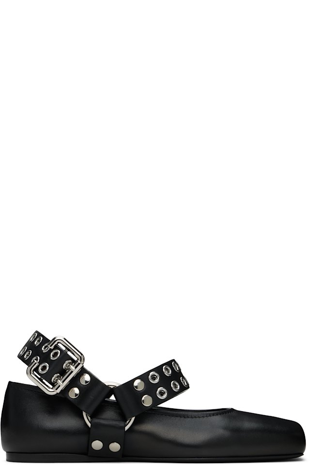 ALAÏA — Black Biker Ballerina Flats