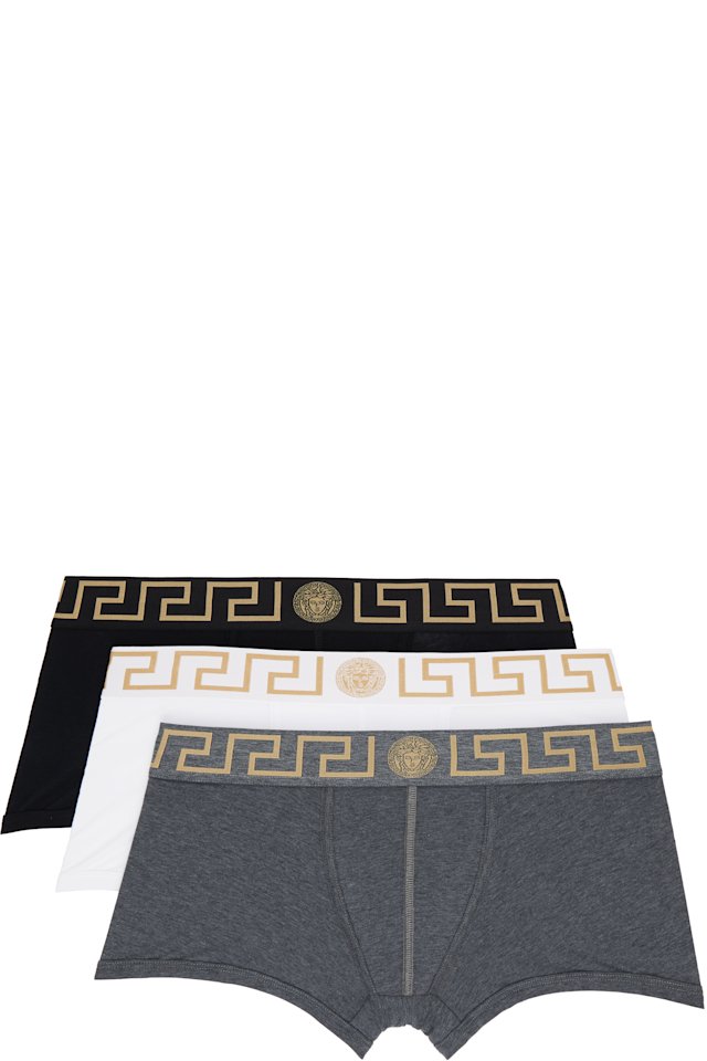 Versace Underwear — Three-Pack Multicolor Greca Border Boxer Briefs