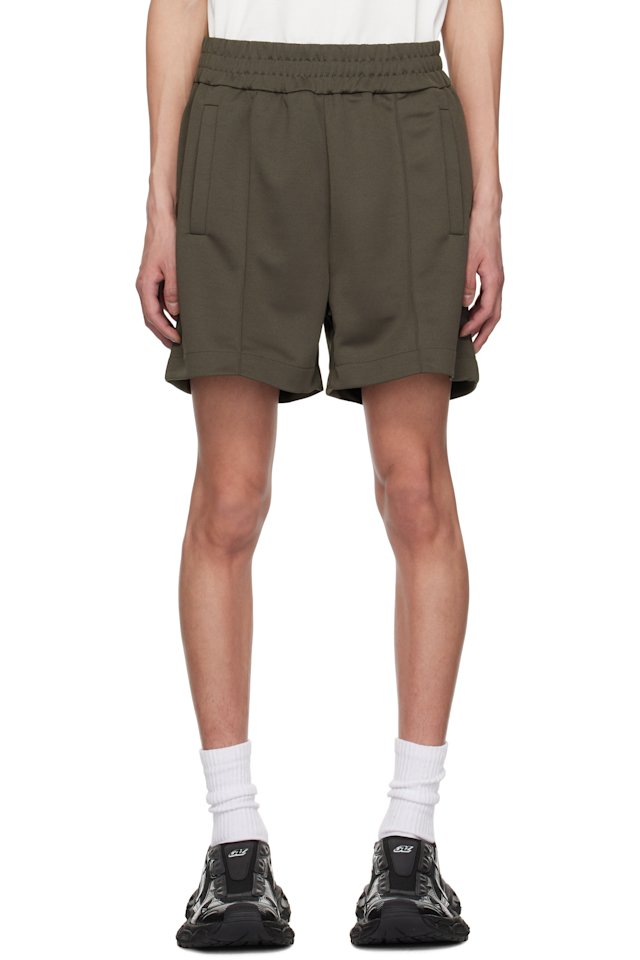 Palm Angels — Gray Curved Logo Shorts