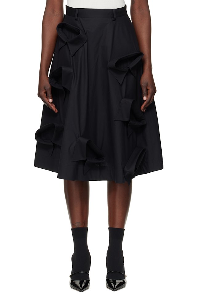 Moschino — Black Poplin Multi Collars Midi Skirt