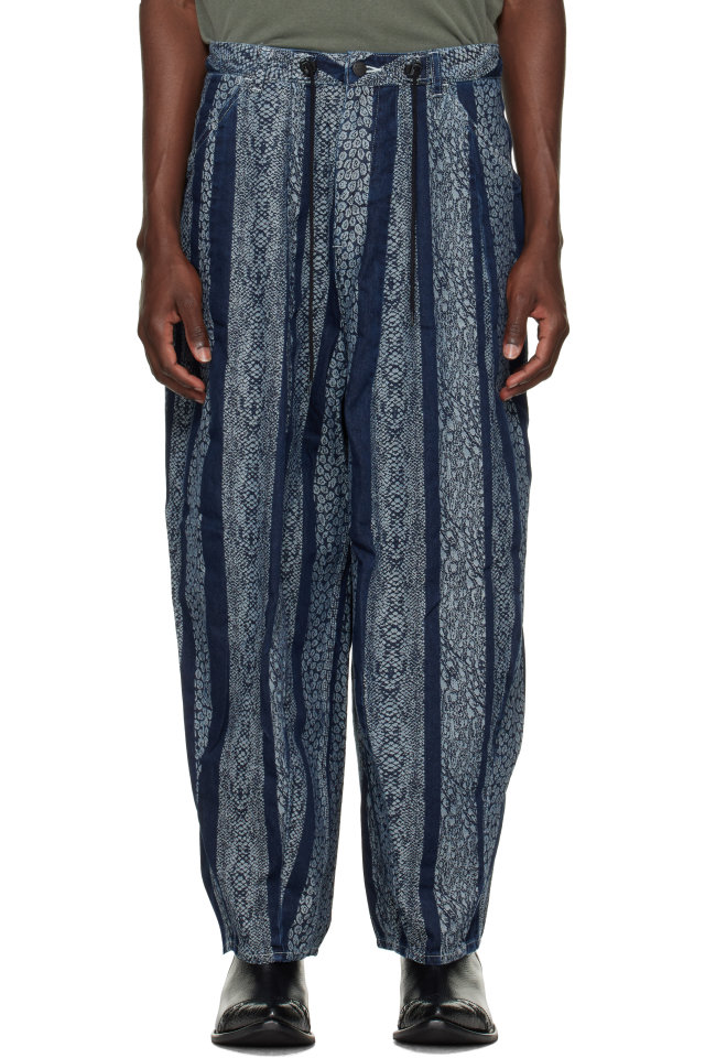 NEEDLES — Navy Python Jacquard H.D. Painter Jeans