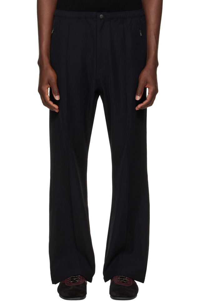 NEEDLES — Black Cavalry Twill Boot-Cut Warm Up Trousers