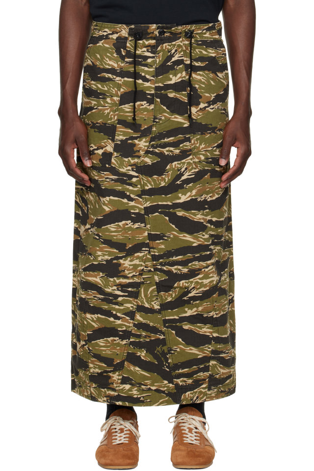 NEEDLES — Khaki Cotton Ripstop Camo String Fatigue Skirt