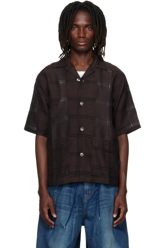 NEEDLES — Brown Plaid Jacquard Cabana Shirt