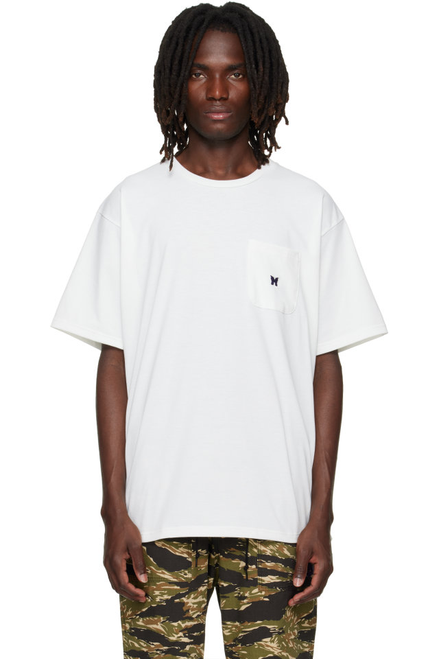 NEEDLES — White Poly Jersey S/S Crew Neck T-shirt
