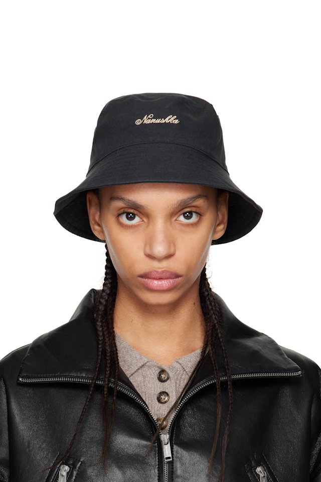 Nanushka — Black Caran Bucket Hat