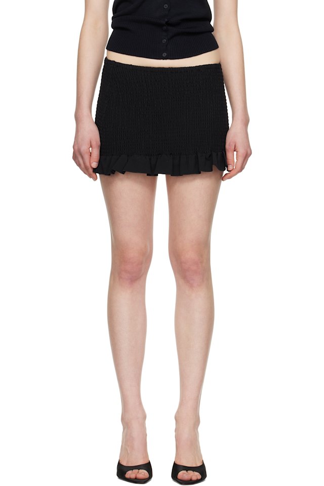 GUIZIO — Black Apolline Smocked Miniskirt