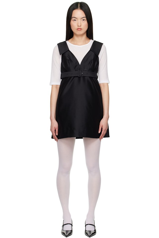 SHUSHU/TONG — Black A-Line Lapel Minidress