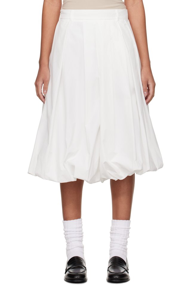 Dunst — White Balloon Midi Skirt