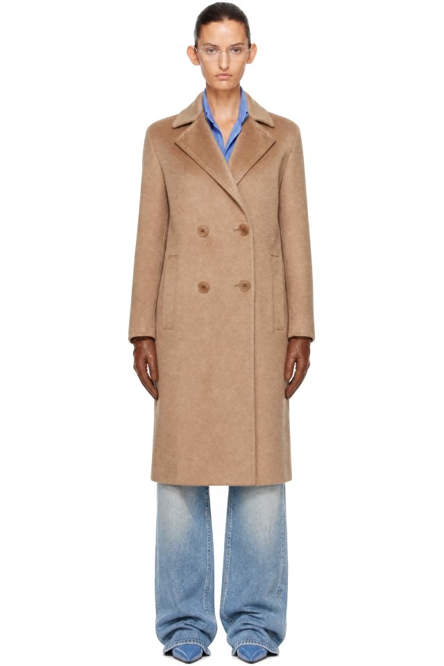 Max Mara — Tan Double-Breasted Wool Coat