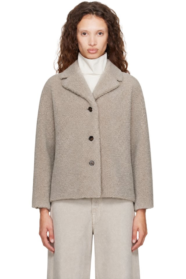Max Mara — Gray Violante Shearling Jacket