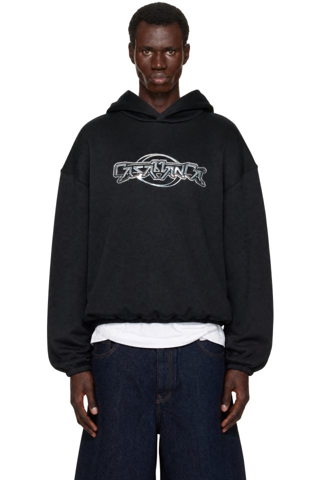 Casablanca — Black Oversized Panelled Hoodie