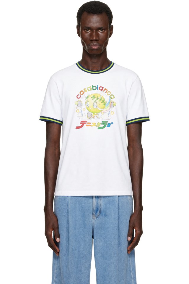 Casablanca — White Contrast Ringer Kawaii Tennis Ball T-shirt