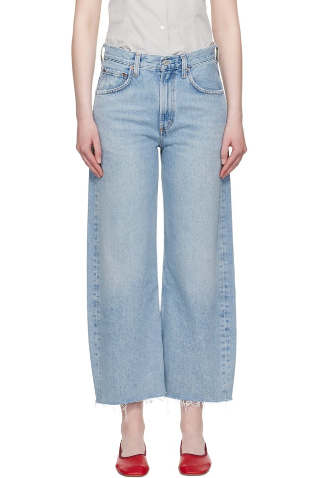 AGOLDE — Blue Low Curve Fray Jeans