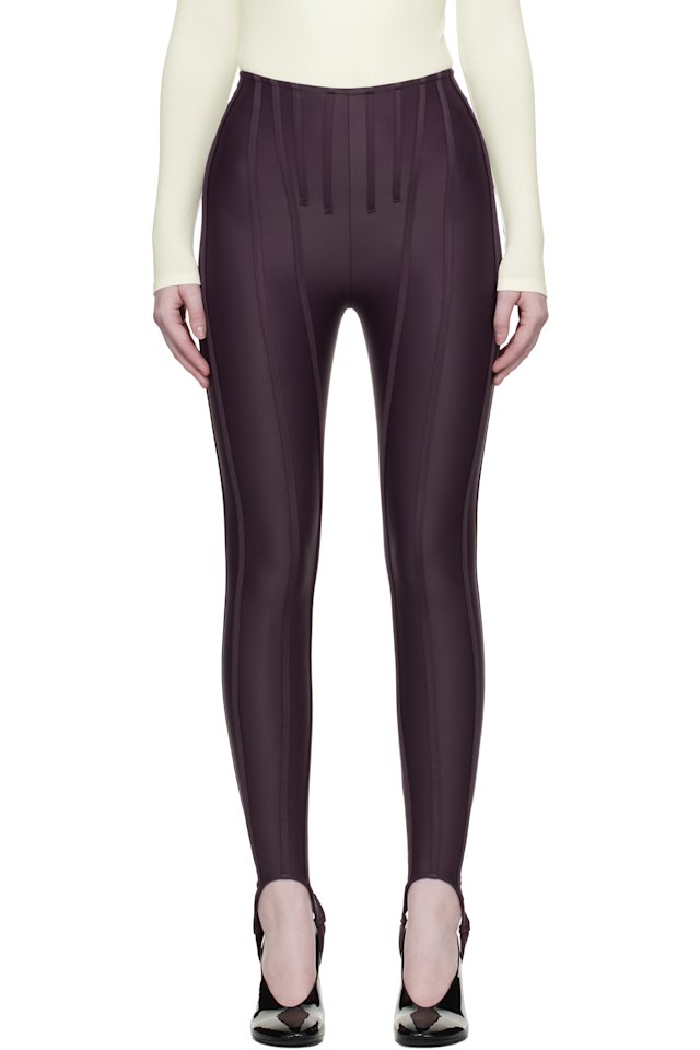 Mugler — Burgundy Corseted Leggings