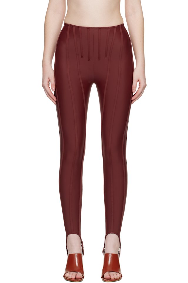 Mugler — SSENSE Exclusive Burgundy Corseted Leggings