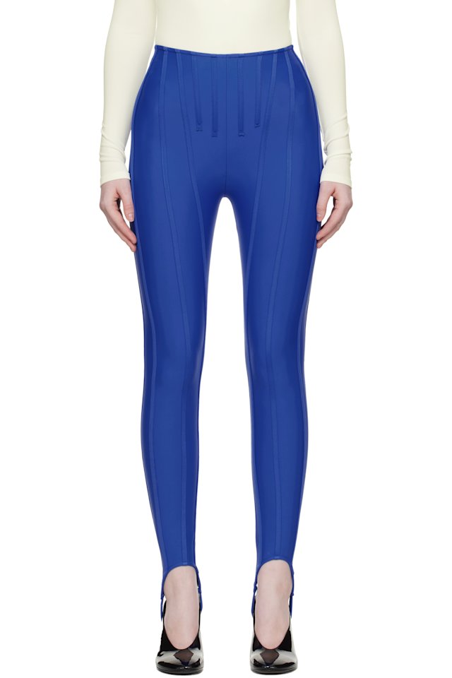 Mugler — SSENSE Exclusive Blue Corseted Leggings