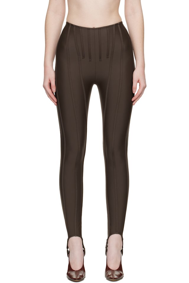 Mugler — SSENSE Exclusive Brown Corseted Leggings