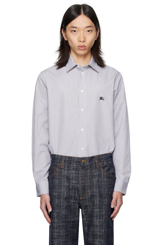 Burberry — Black & White Striped Cotton Shirt