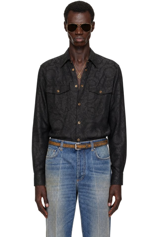 Versace — Black Barocco Jacquard Shirt