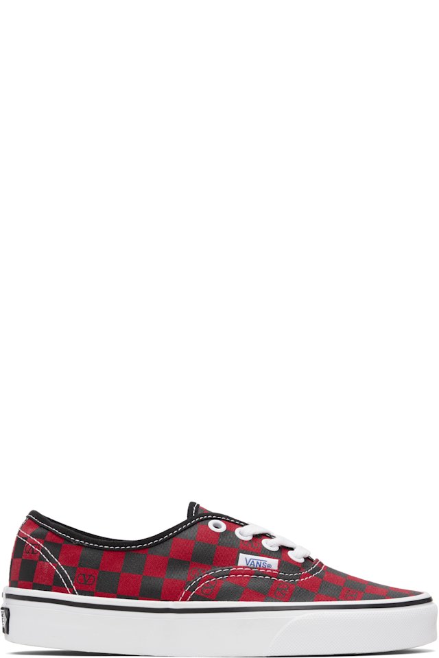 Valentino Garavani — Red Vans Edition Low-Top VLogo Checkerboard Sneakers