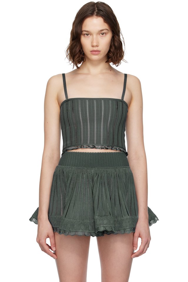 ALAÏA — Gray Crinoline Knit Tank Top
