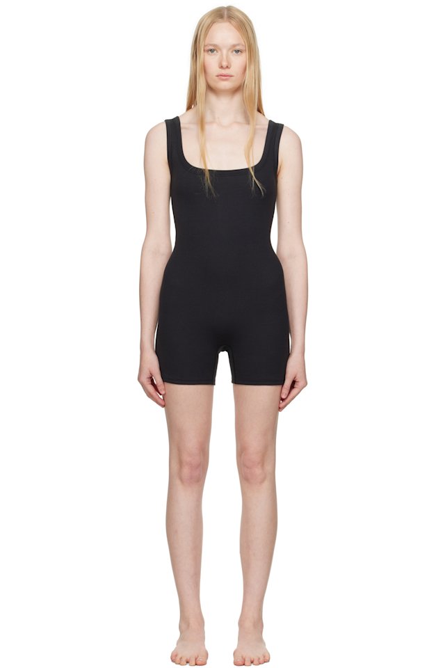 SKIMS — Black Cotton Rib Onesie Romper