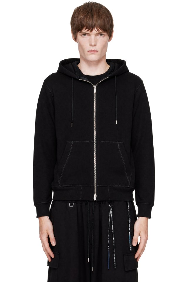 mastermind JAPAN — Black Stitched Zip Hoodie